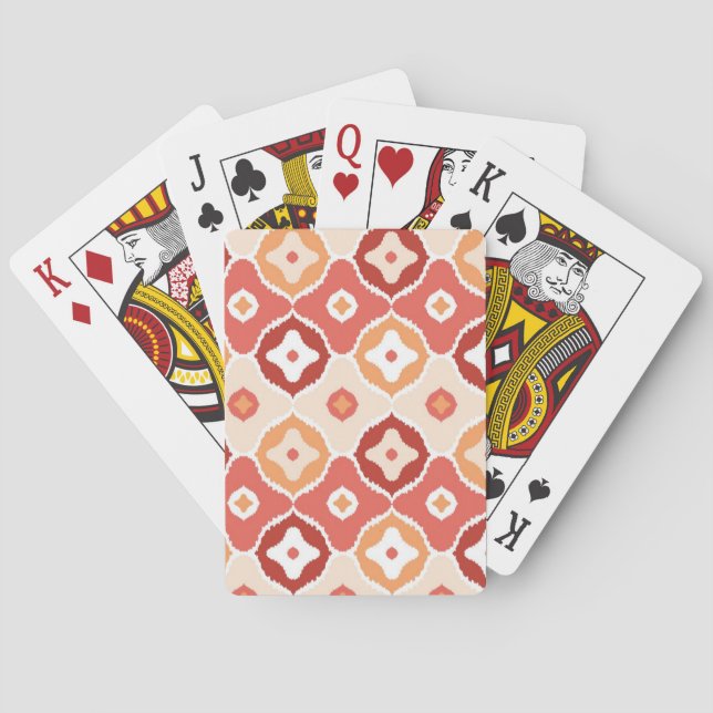 Golden ikat geometric pattern playing cards (Back)