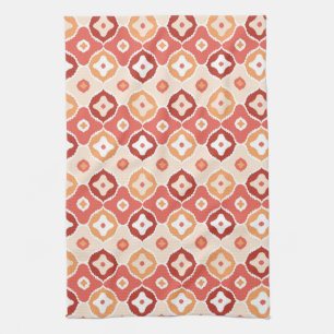 Golden ikat geometric pattern tea towel