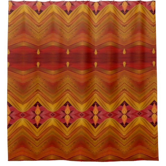 Golden Ikat Shower Curtain (Front)