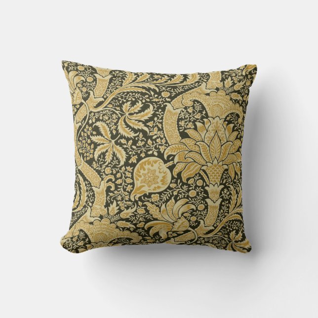 Golden Indian Pattern, William Morris Cushion (Front)