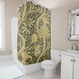 Golden Indian Pattern, William Morris Shower Curtain