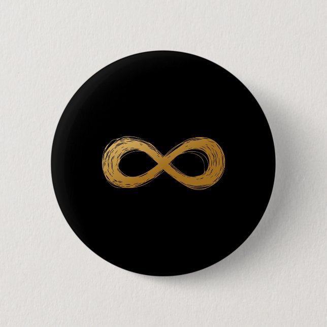 Golden Infinity Neurodiversity Symbol - Autism Awa 6 Cm Round Badge (Front)