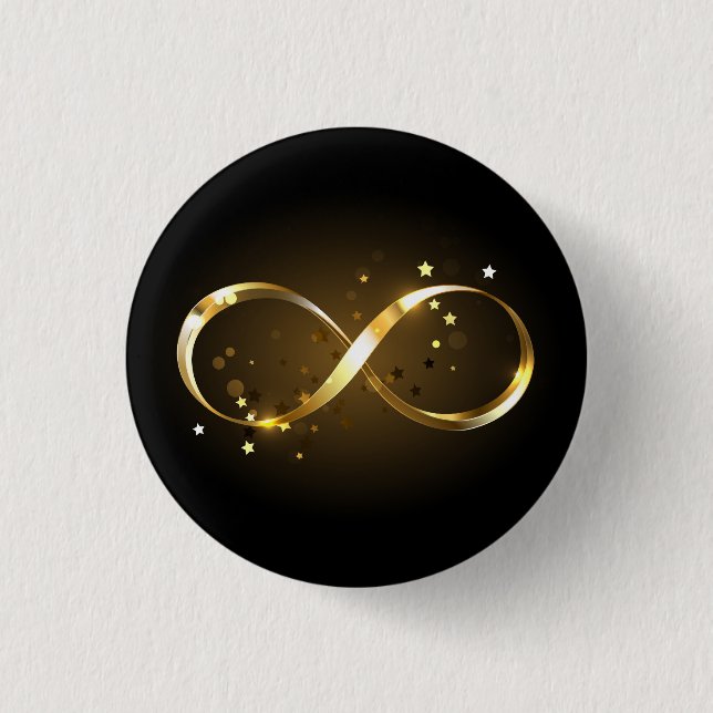 Golden Infinity Symbol 3 Cm Round Badge (Front)