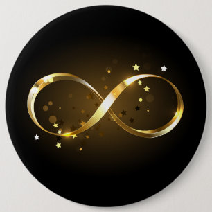 Golden Infinity Symbol 6 Cm Round Badge