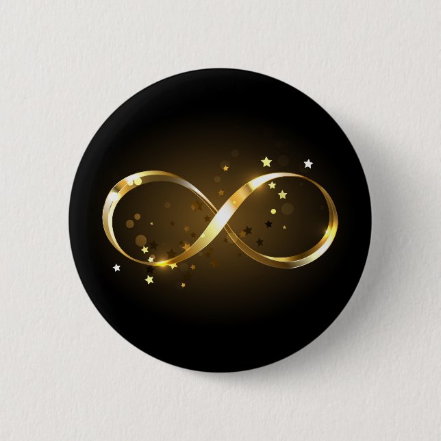 Golden Infinity Symbol 6 Cm Round Badge (Front)
