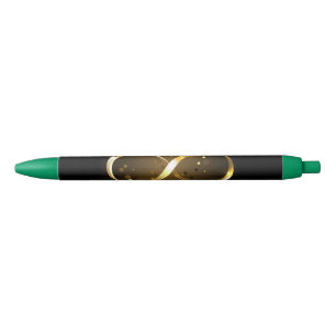 Golden Infinity Symbol Black Ink Pen