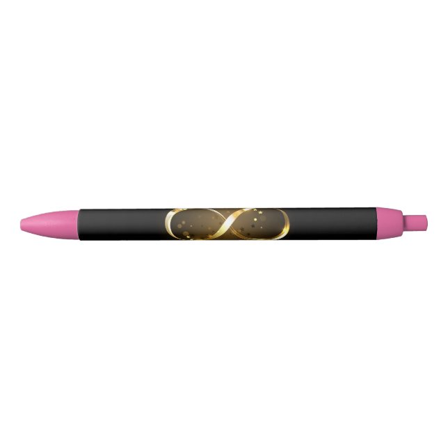 Golden Infinity Symbol Black Ink Pen (Front)