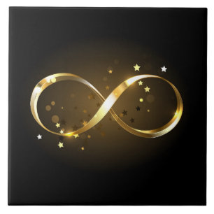 Golden Infinity Symbol Ceramic Tile