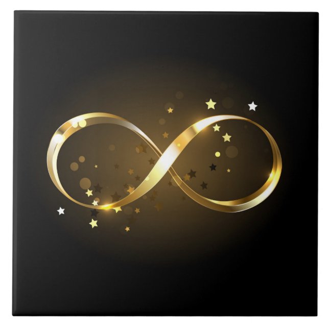 Golden Infinity Symbol Ceramic Tile (Front)