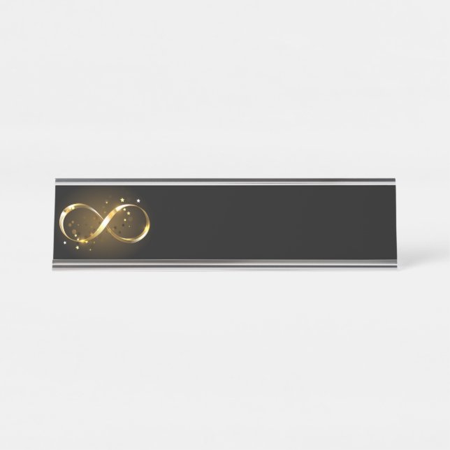 Golden Infinity Symbol Desk Name Plate (Front)