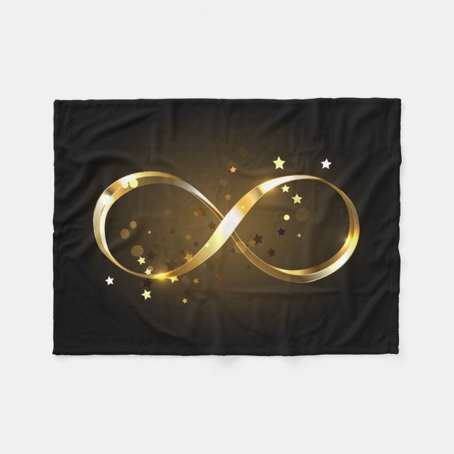 Golden Infinity Symbol Fleece Blanket (Front (Horizontal))