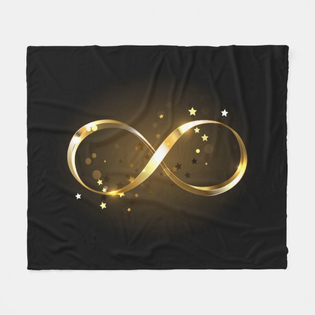 Golden Infinity Symbol Fleece Blanket (Front (Horizontal))
