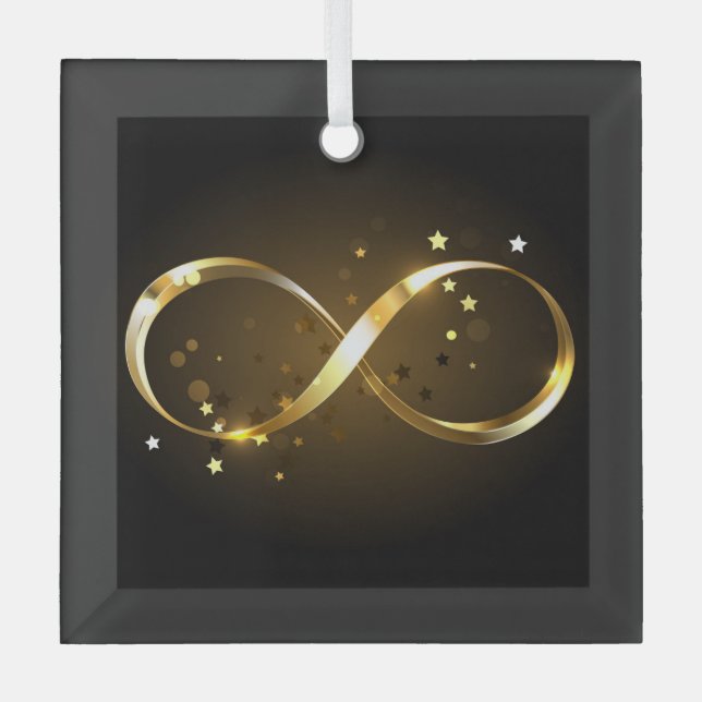 Golden Infinity Symbol Glass Tree Decoration (Front)