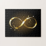 Golden Infinity Symbol Jigsaw Puzzle<br><div class="desc">Gold,  jewellery infinity symbol with gold stars on a black background. Design with gold  star.</div>
