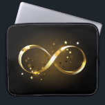 Golden Infinity Symbol Laptop Sleeve<br><div class="desc">Gold,  jewellery infinity symbol with gold stars on a black background. Design with gold  star.</div>