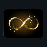 Golden Infinity Symbol Magnet<br><div class="desc">Gold, jewellery infinity symbol with gold stars on a black background. Design with gold star.</div>