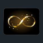 Golden Infinity Symbol Magnet<br><div class="desc">Gold,  jewellery infinity symbol with gold stars on a black background. Design with gold  star.</div>