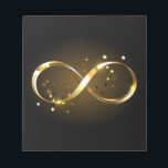 Golden Infinity Symbol Notepad<br><div class="desc">Gold,  jewellery infinity symbol with gold stars on a black background. Design with gold  star.</div>