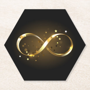 Golden Infinity Symbol Paper Coaster