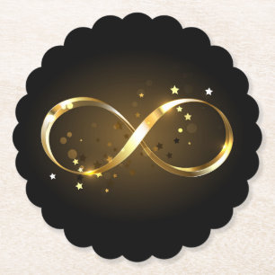 Golden Infinity Symbol Paper Coaster
