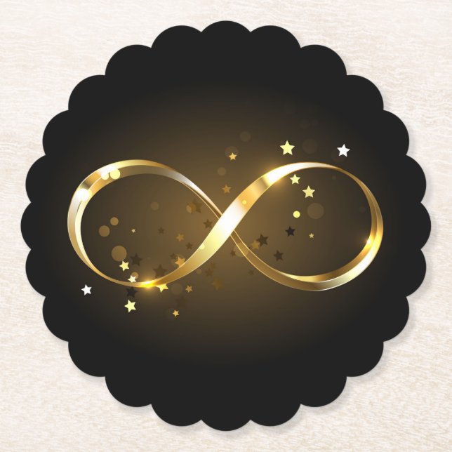 Golden Infinity Symbol Paper Coaster (Front)