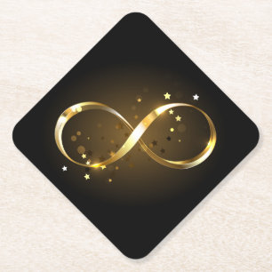 Golden Infinity Symbol Paper Coaster