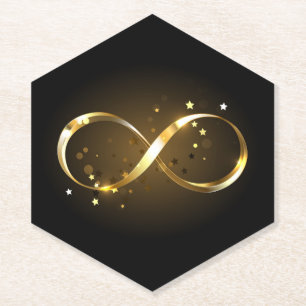 Golden Infinity Symbol Paper Coaster