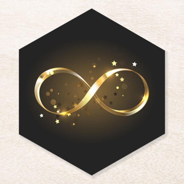 Golden Infinity Symbol Paper Coaster (Front)