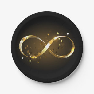 Golden Infinity Symbol Paper Plate
