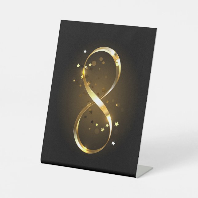 Golden Infinity Symbol Pedestal Sign (Front)