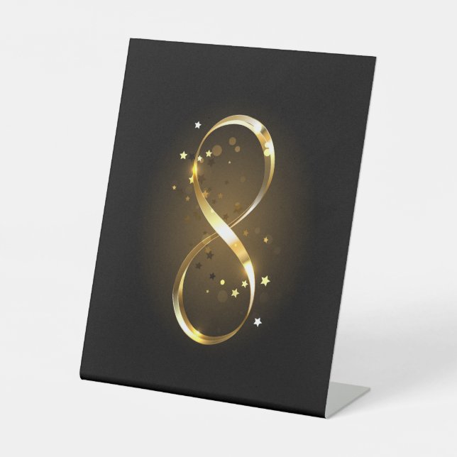 Golden Infinity Symbol Pedestal Sign (Front)