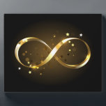 Golden Infinity Symbol Plaque<br><div class="desc">Gold,  jewellery infinity symbol with gold stars on a black background. Design with gold  star.</div>