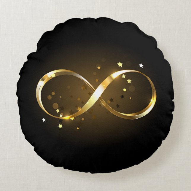 Golden Infinity Symbol Round Cushion (Front)