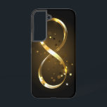 Golden Infinity Symbol Samsung Galaxy Case<br><div class="desc">Gold,  jewellery infinity symbol with gold stars on a black background. Design with gold  star.</div>