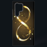 Golden Infinity Symbol Samsung Galaxy Case<br><div class="desc">Gold,  jewellery infinity symbol with gold stars on a black background. Design with gold  star.</div>