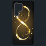 Golden Infinity Symbol Samsung Galaxy Case<br><div class="desc">Gold,  jewellery infinity symbol with gold stars on a black background. Design with gold  star.</div>