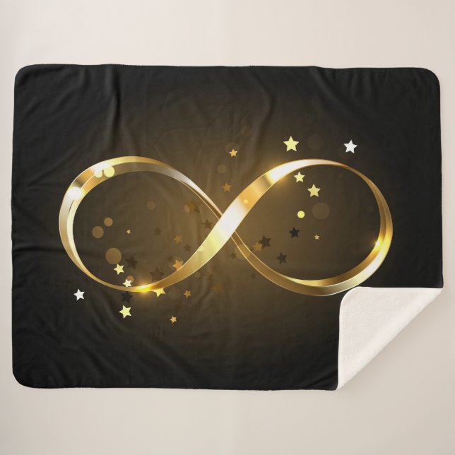 Golden Infinity Symbol Sherpa Blanket (Front (Horizontal))