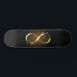 Golden Infinity Symbol Skateboard<br><div class="desc">Gold,  jewellery infinity symbol with gold stars on a black background. Design with gold  star.</div>
