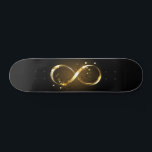 Golden Infinity Symbol Skateboard<br><div class="desc">Gold, jewellery infinity symbol with gold stars on a black background. Design with gold star.</div>