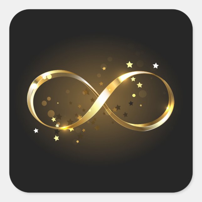 Golden Infinity Symbol Square Sticker (Front)
