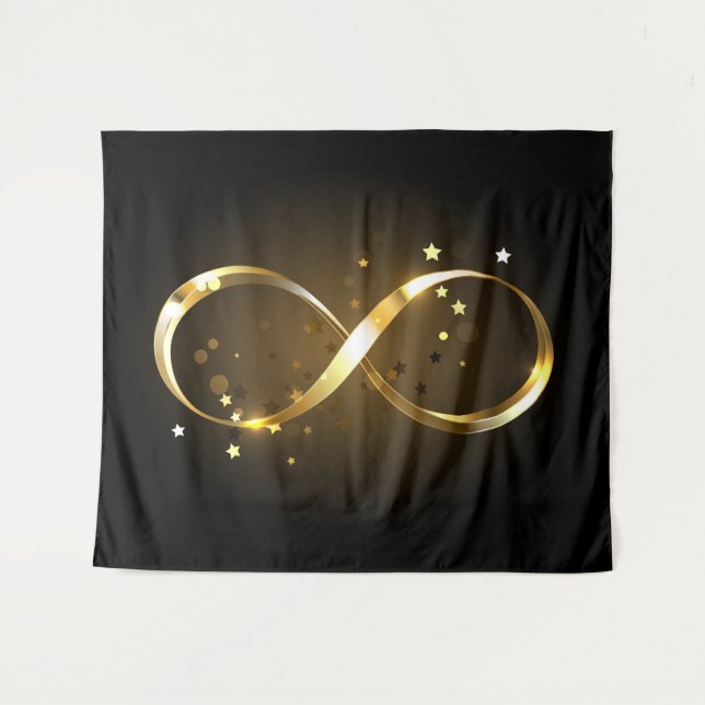 Golden Infinity Symbol Tapestry (Front (Horizontal))