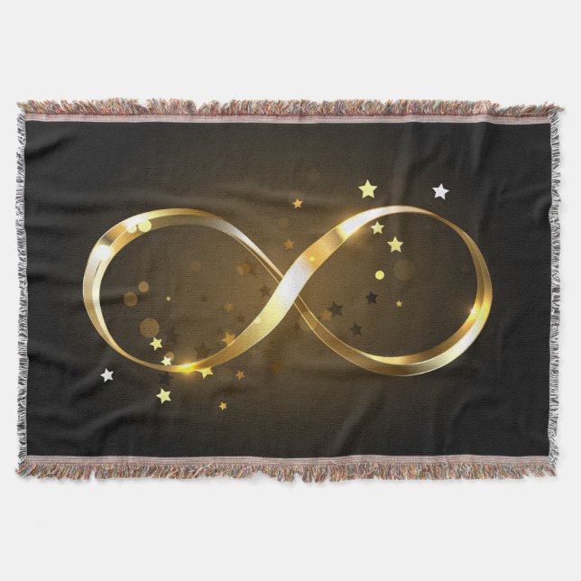 Golden Infinity Symbol Throw Blanket (Front)