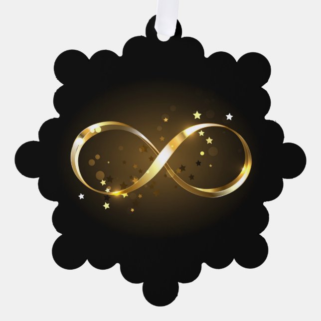 Golden Infinity Symbol Tree Decoration Card (Front)