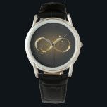 Golden Infinity Symbol Watch<br><div class="desc">Gold,  jewellery infinity symbol with gold stars on a black background. Design with gold  star.</div>
