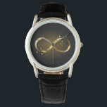Golden Infinity Symbol Watch<br><div class="desc">Gold,  jewellery infinity symbol with gold stars on a black background. Design with gold  star.</div>