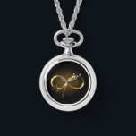 Golden Infinity Symbol Watch<br><div class="desc">Gold,  jewellery infinity symbol with gold stars on a black background. Design with gold  star.</div>