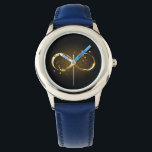 Golden Infinity Symbol Watch<br><div class="desc">Gold,  jewellery infinity symbol with gold stars on a black background. Design with gold  star.</div>
