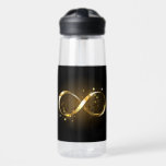 Golden Infinity Symbol Water Bottle<br><div class="desc">Gold,  jewellery infinity symbol with gold stars on a black background. Design with gold  star.</div>