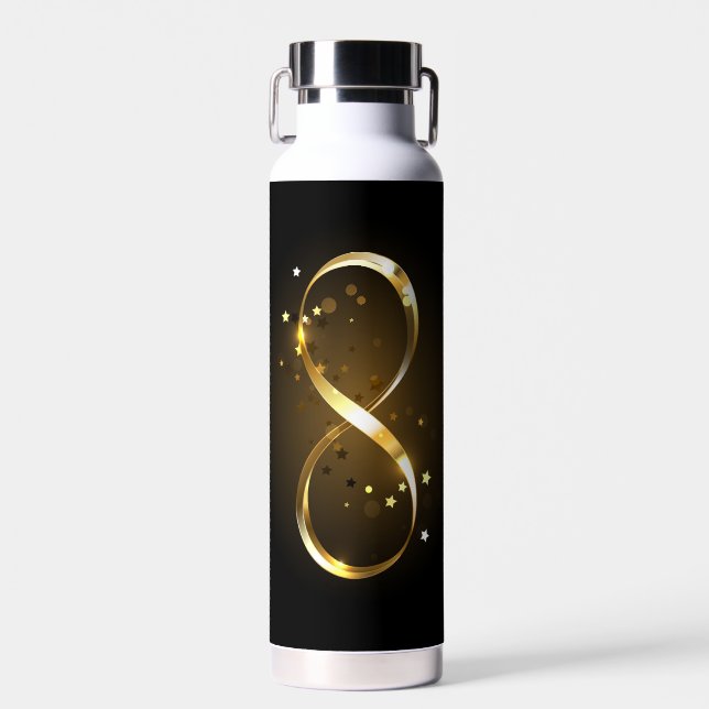 Golden Infinity Symbol Water Bottle (Front)