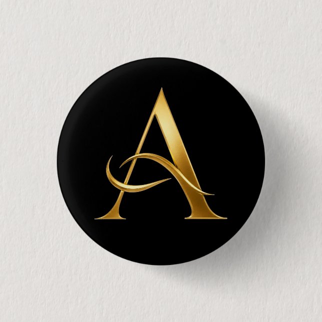 Golden Initial A Minimalist Design 3 Cm Round Badge (Front)